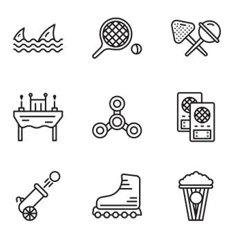 Set Of 9 simple editable icons such as Popcorn, Rollers, Cannon, Loudspeaker, Stock Illustration