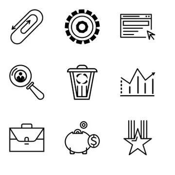 Set Of 9 simple editable icons such as star, money box, portfolio, statistic, イラスト素材