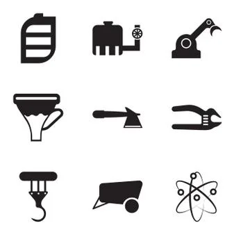 Set Of 9 simple editable icons such as Chemical, dray, crane, adjustable span Stock Illustration