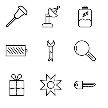 Set Of 9 simple editable icons such as Key, Star, Bookmark, Magnifying glass, Stock Illustration