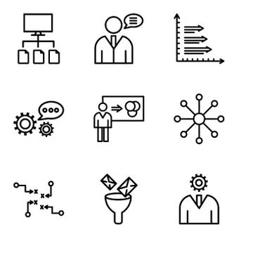 Set Of 9 simple editable icons such as User interface, Mail Funneling, Strate Stock Illustration