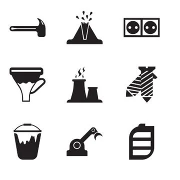Set Of 9 simple editable icons such as battery, jenny, colour bucket, tie, fa Illustrazione stock