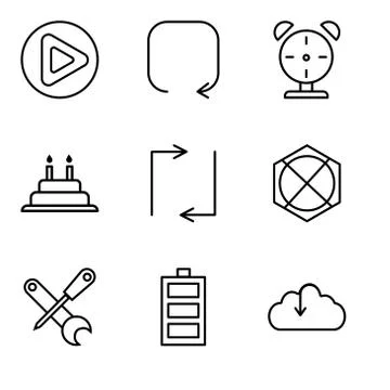 Set Of 9 simple editable icons such as Download from the cloud, Battery level Illustrazione stock