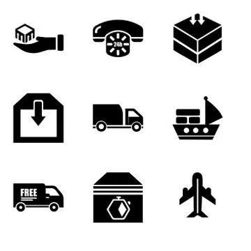 Set Of 9 simple editable icons such as Airplane in vertical ascending positio Stock Illustration