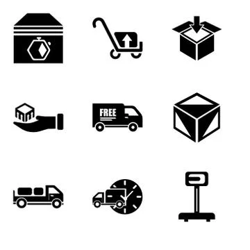 Set Of 9 simple editable icons such as Logistics weight scale, Delivery truck イラスト素材