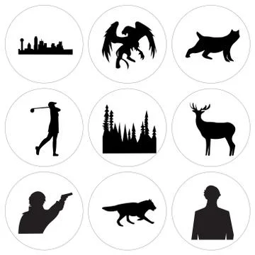 Set Of 9 simple editable icons Stock Illustration