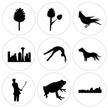 Set Of 9 simple editable icons Illustrazione stock