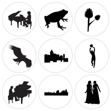 Set Of 9 simple editable icons Illustrazione stock