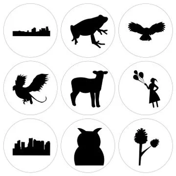 Set Of 9 simple editable icons Illustrazione stock
