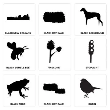 Set Of 9 simple editable icons Illustrazione stock