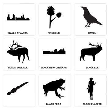 Set Of 9 simple editable icons Illustrazione stock