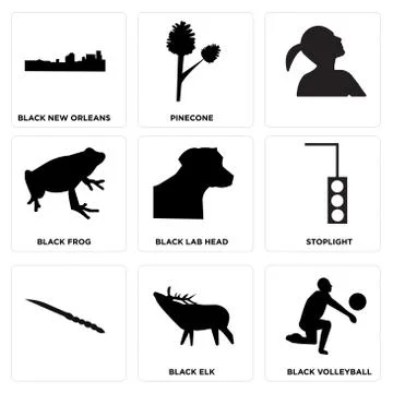 Set Of 9 simple editable icons Illustrazione stock