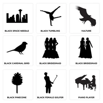 Set Of 9 simple editable icons Illustrazione stock