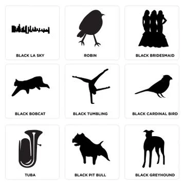 Set Of 9 simple editable icons Stock Illustration