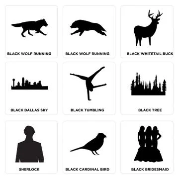 Set Of 9 simple editable icons Stock Illustration