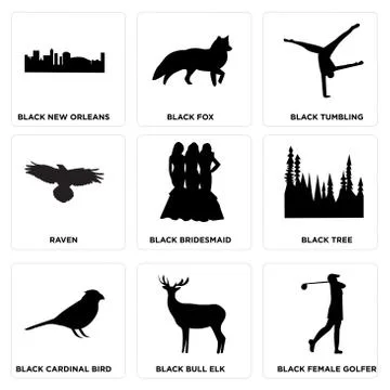 Set Of 9 simple editable icons Stock Illustration