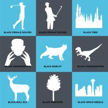 Set Of 9 simple editable icons Stock Illustration