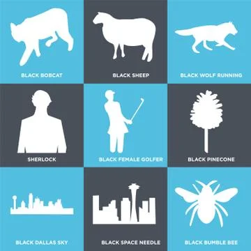 Set Of 9 simple editable icons Illustrazione stock
