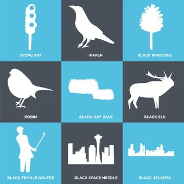 Set Of 9 simple editable icons Illustrazione stock
