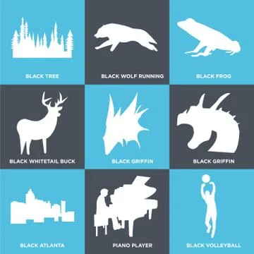 Set Of 9 simple editable icons Stock Illustration