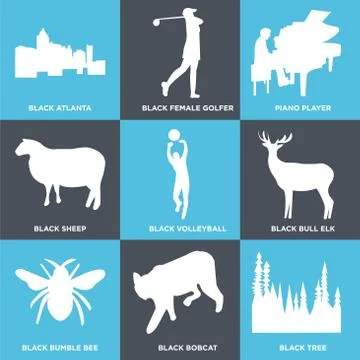 Set Of 9 simple editable icons Stock Illustration