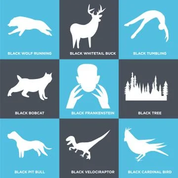 Set Of 9 simple editable icons Stock Illustration