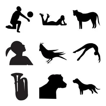 Set Of 9 simple editable icons Stock Illustration