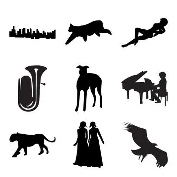 Set Of 9 simple editable icons Stock Illustration