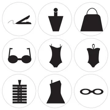 Set Of 9 simple editable icons イラスト素材