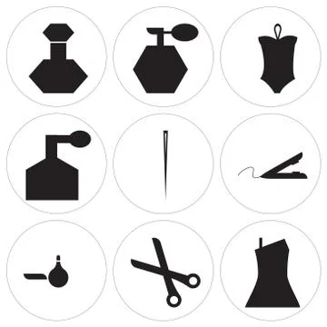 Set Of 9 simple editable icons 스톡 일러스트