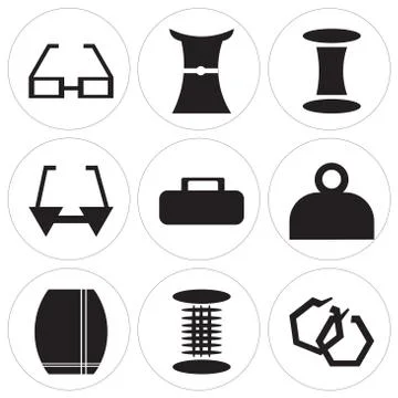 Set Of 9 simple editable icons Stock Illustration