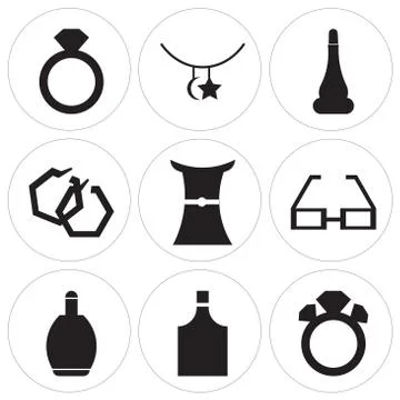 Set Of 9 simple editable icons Stock Illustration