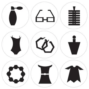 Set Of 9 simple editable icons イラスト素材