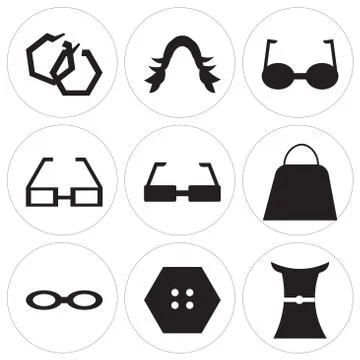 Set Of 9 simple editable icons Stock Illustration
