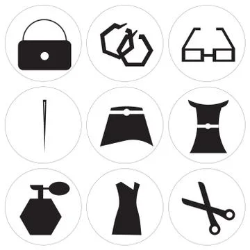 Set Of 9 simple editable icons Ilustração Stock