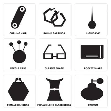 Set Of 9 simple editable icons Illustrazione stock