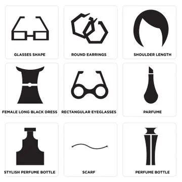 Set Of 9 simple editable icons 스톡 일러스트