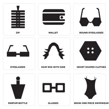 Set Of 9 simple editable icons イラスト素材