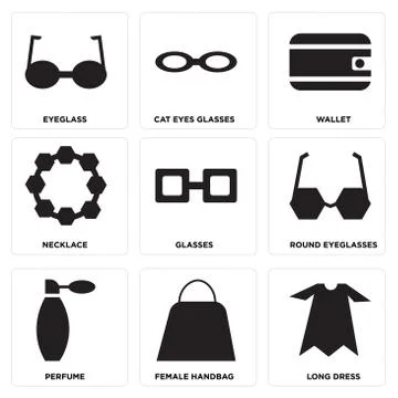 Set Of 9 simple editable icons Stock-Illustration