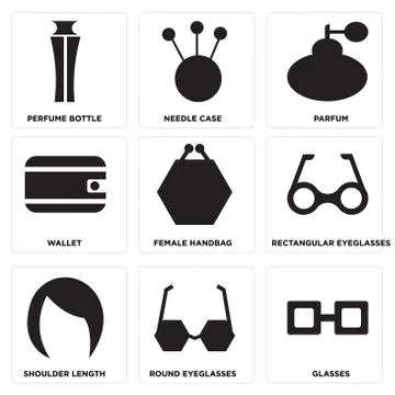 Set Of 9 simple editable icons 스톡 일러스트