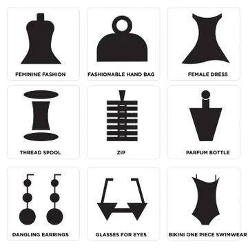 Set Of 9 simple editable icons イラスト素材