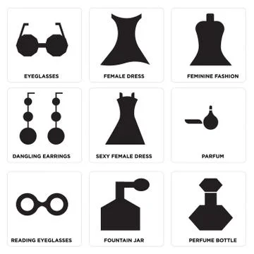 Set Of 9 simple editable icons 스톡 일러스트