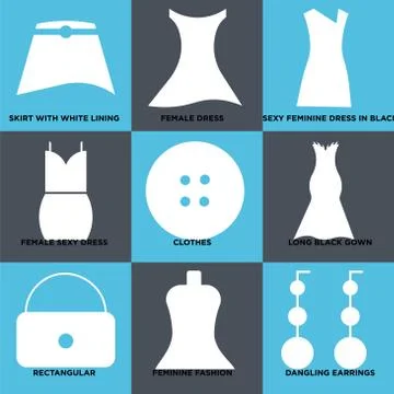 Set Of 9 simple editable icons Ilustração Stock