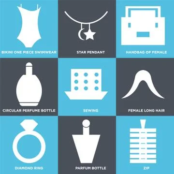 Set Of 9 simple editable icons Illustrazione stock