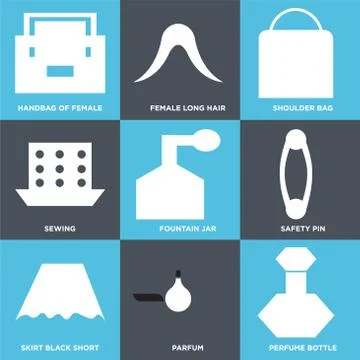 Set Of 9 simple editable icons Illustrazione stock