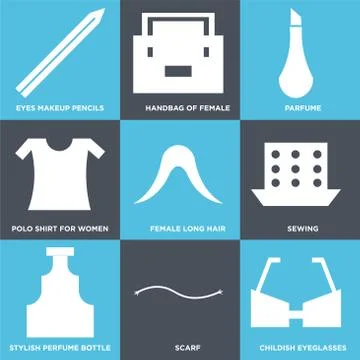 Set Of 9 simple editable icons Illustrazione stock