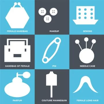 Set Of 9 simple editable icons 스톡 일러스트