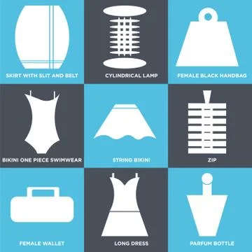 Set Of 9 simple editable icons 스톡 일러스트