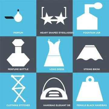 Set Of 9 simple editable icons 스톡 일러스트