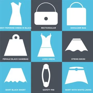 Set Of 9 simple editable icons Illustrazione stock